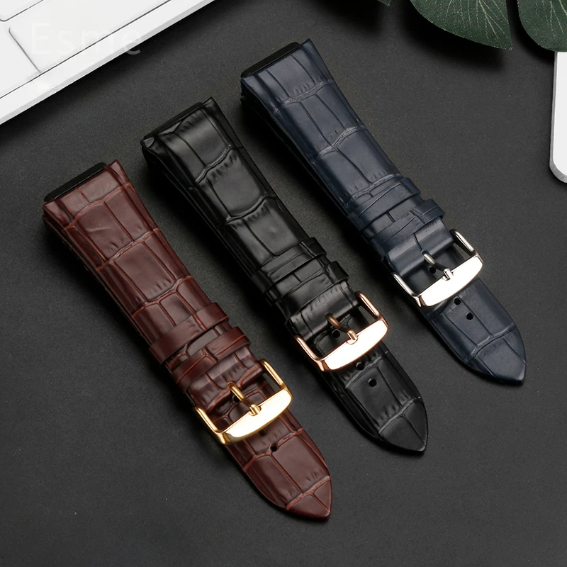 Genuine Leather Watchbands for GUESS Blue W0247G3 W0040G3 W0040G7  Watch with Male Convex Interface Watch Strap