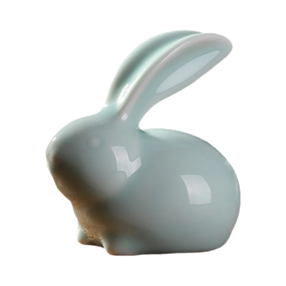 

1Pcs Ceramic Rabbit Decoration Creative Delicate Bunny Adornment Unique Home Office Desktop Decor Chic Craft Table Ornament