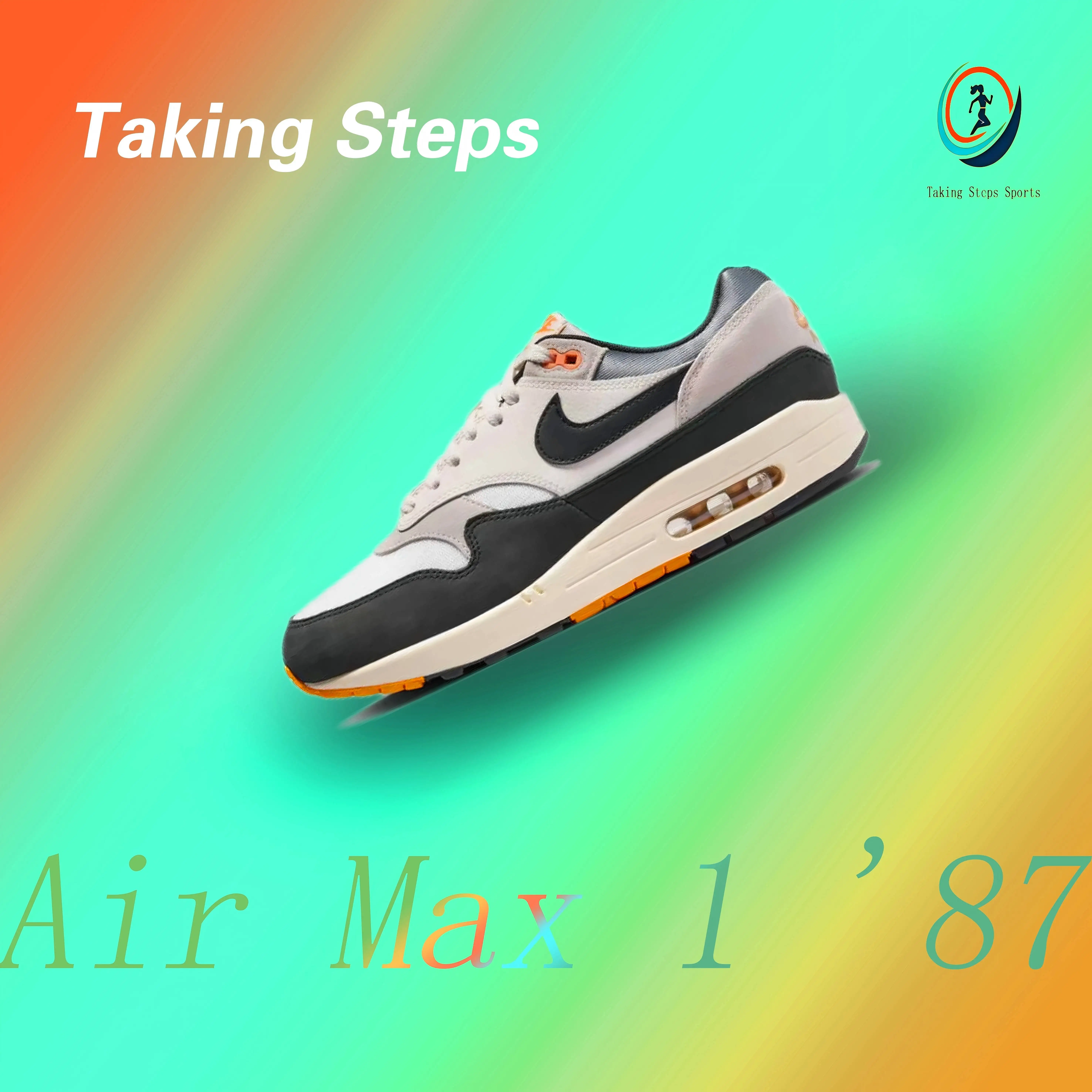 Nike Air Max 1 '87 Men's and women's fashionable and comfortable non-slip wear-resistant casual running shoes black grey