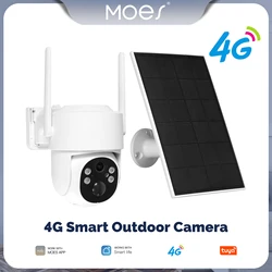 MOES Tuya 4G 4MP Surveillance Smart Security Camera Solar Charging IP65 Waterproof Human Tracking Full Color Night Vision