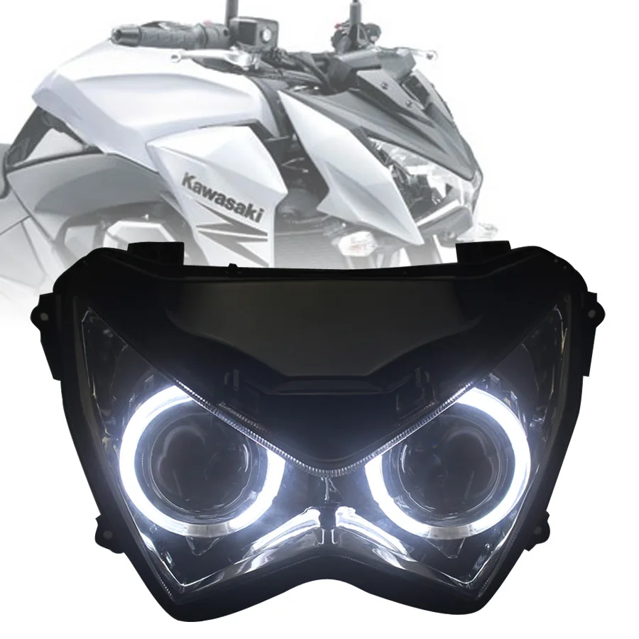 

Индивидуальные мотоциклетные HID биксеноновые фары для проектора, двойные дальние/ближние лучи, белые ангельские глаза для Kawasaki Z800/Z250/Z300 2013-2016