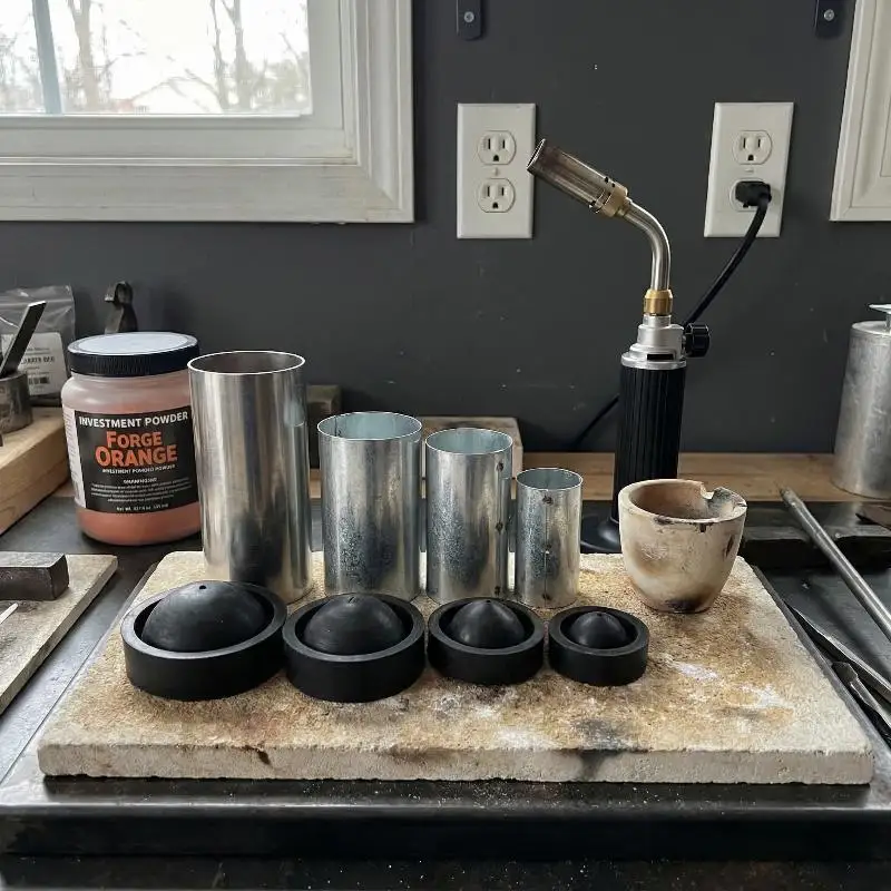 

Jewelry Casting Flask Aluminum Alloy with Silicone Rubber Sprue Base DIY Wax Mold Kit for Creative Studio WorkHot