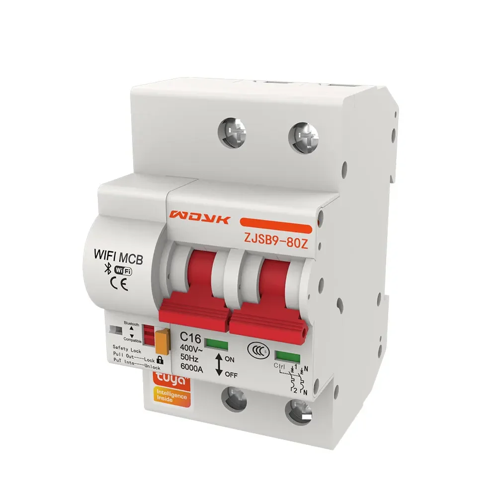 SZMYQ 2 المرحلة Din السكك الحديدية واي فاي قطاع دارة التبديل تويا الحياة الذكية MCB Recloser الزائد ماس كهربائى المنزل الذكية قواطع