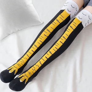 1 pair female knee tall socks in the fashion of cartoons funny chicken chicken garning fitness casual sports soaps long leg long tube female socks 10 Main Half -Long Sales - №5