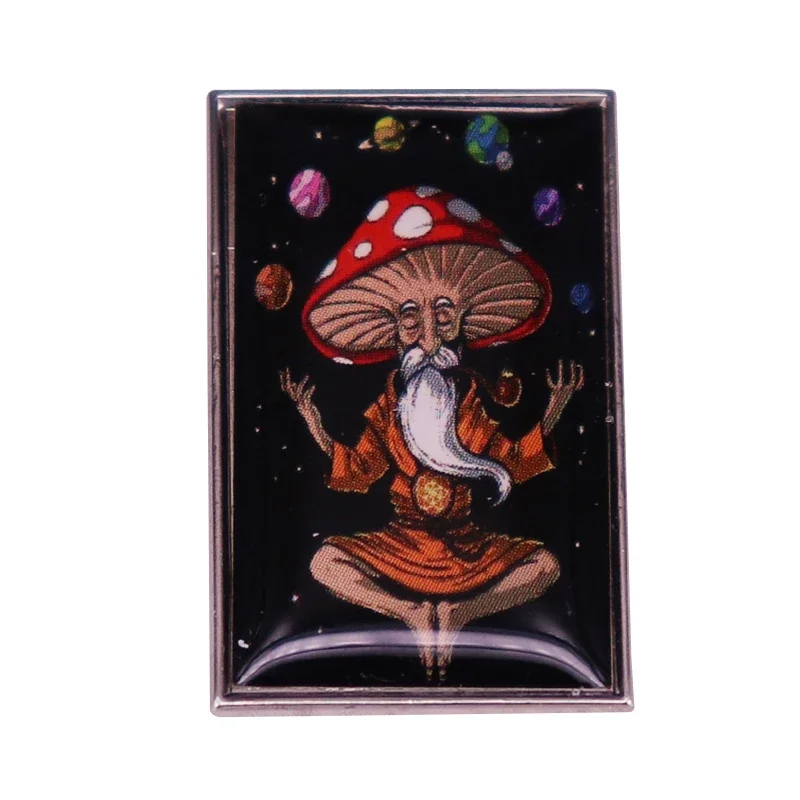 Fantasy Mushrooms Collection Enamel Pin Mushroom Yoga Skull Moon Moth Amanita Brooch Magical Forest Jewery Wizard Accessory