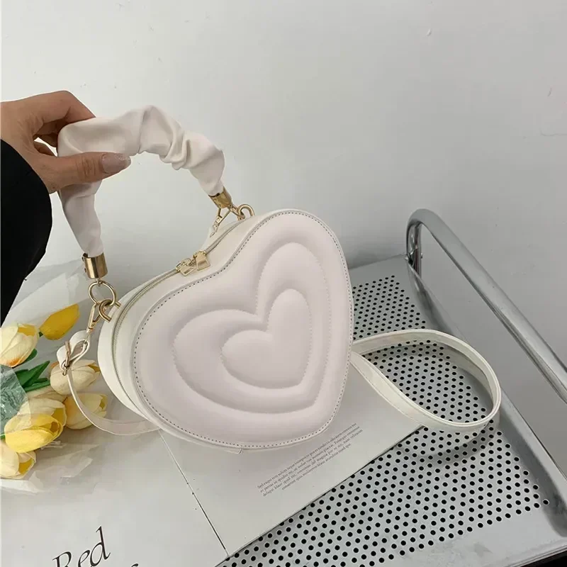 STN1 Love Heart Shape Shoulder Small Handbags Designer Crossbody Bags For Women Solid Pu Leather