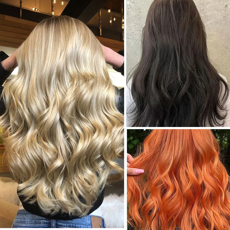 Clip in Hair Extensions Synthetic Hair Fish Line Invisible 20Inch Body Wave Hair Ombre Brown Blonde Cosplay Dainy Hair For Women