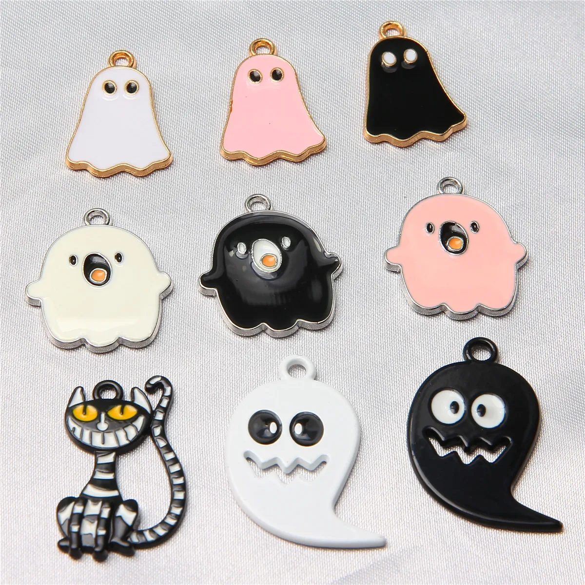 10pcs Halloween oil dripping alloy funny ghost pendant hair accessories bracelet necklace diy earrings jewelry accessories