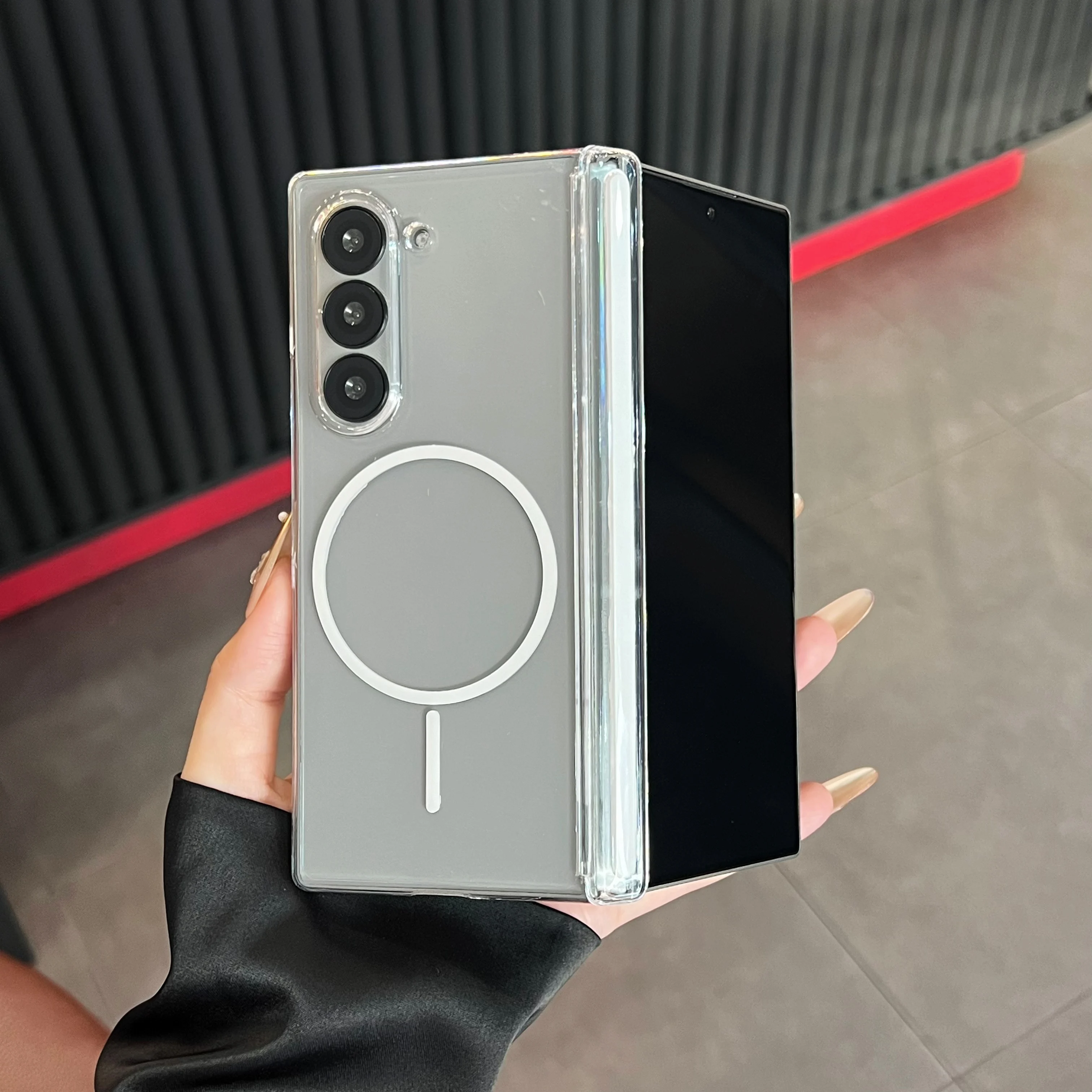 

For Samsung Z Fold 7 Matte Magnetic Hinge Phone Case For Samsung Galaxy Fold7 6 5 4 5G Wireless Charge Hard PC Shockproof Cover