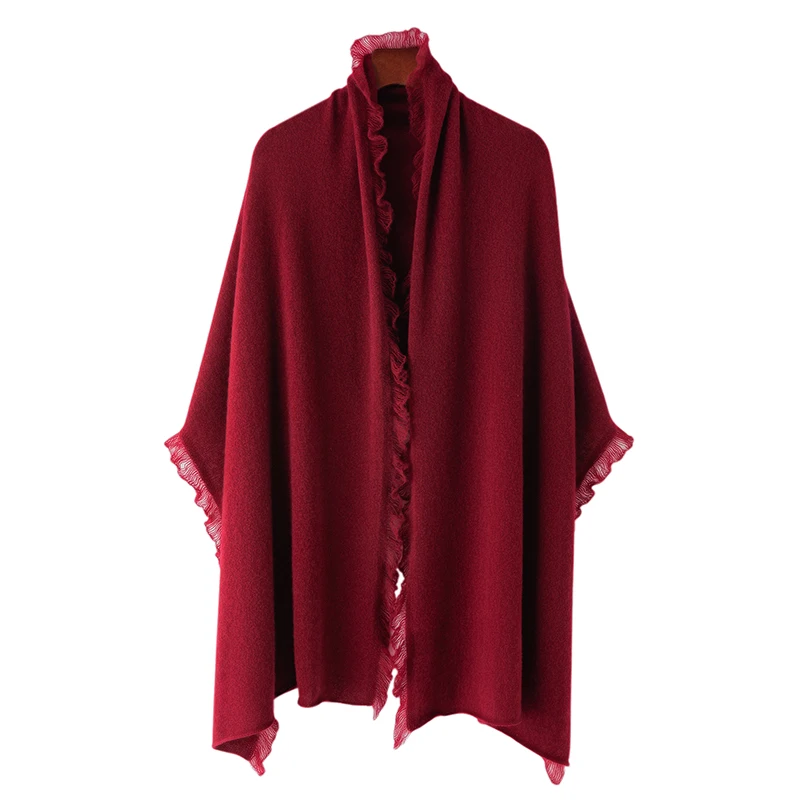 

100% pure cashmere shawl Women's 100 pure cashmere young scarf with long fringe hair Autumnwinter red designer bib