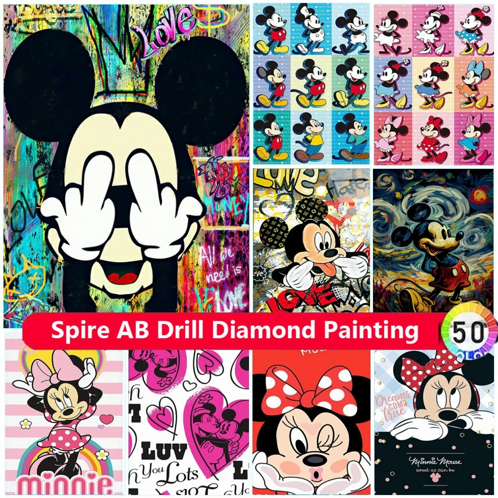 

Disney Diy AB Diamond Paintings Kit Embroidery Banksy Graffiti Mickey Mouse Art Cross Stitch Mosaic Rhinestone Decor Kids Gift