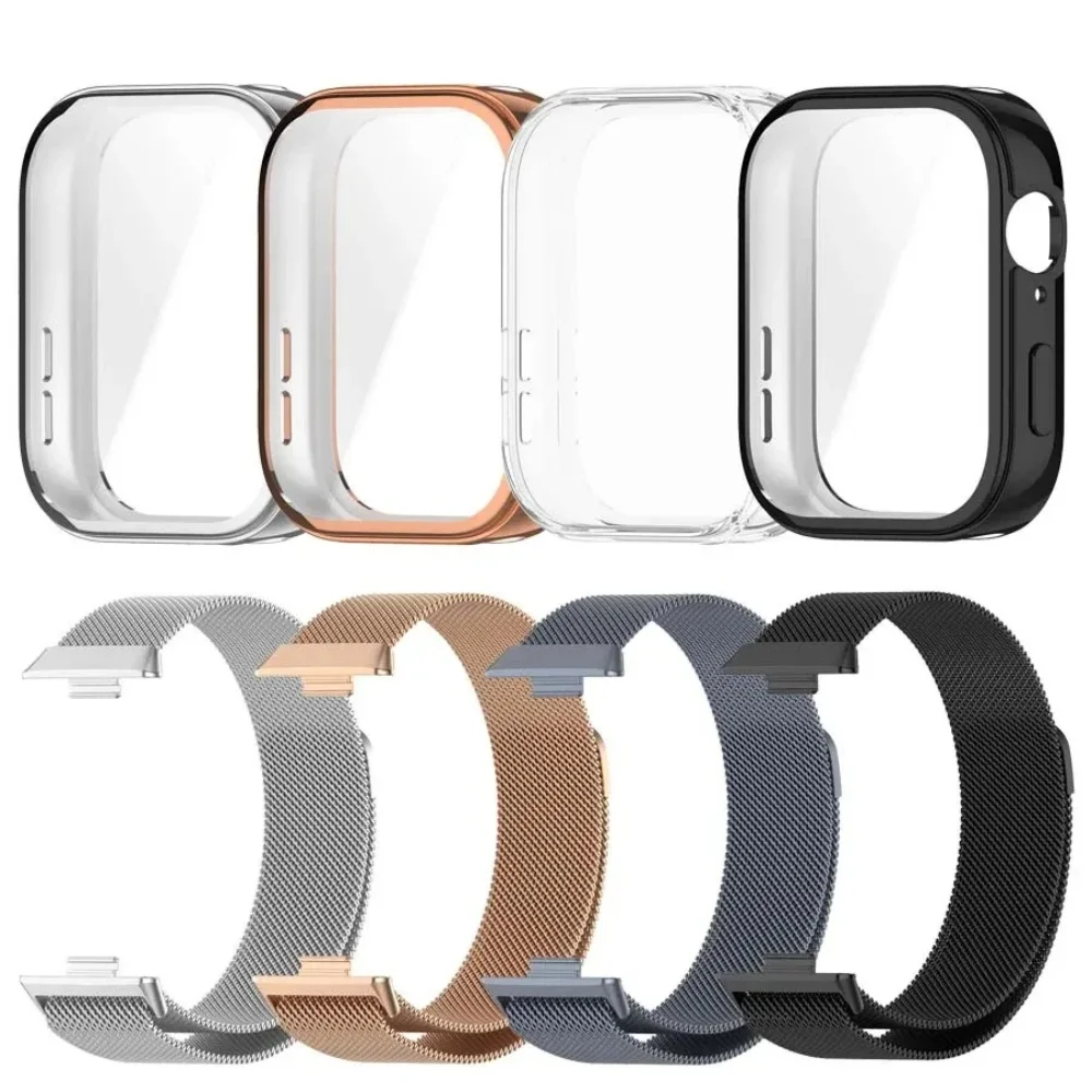 Funda de TPU + Correa de Metal para Huawei Watch Fit 3, pulsera de acero inoxidable, pulsera magnética milanesa para Huawei Watch Fit3 Correa