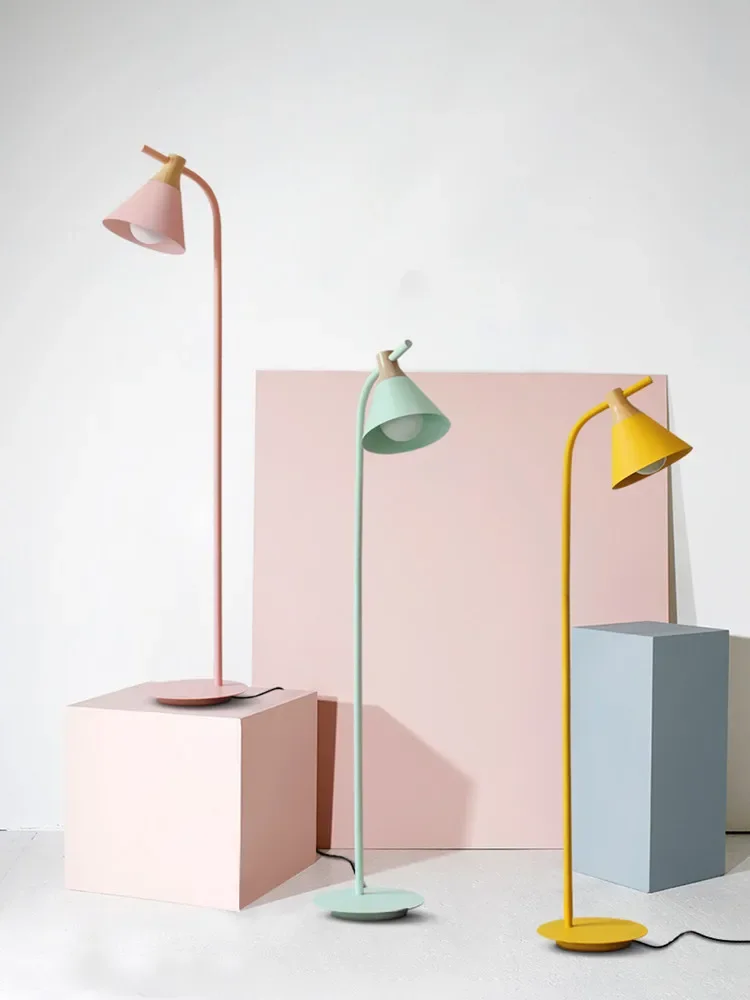 Nordic floor lamp modern simple creative   bedroom study color macarone