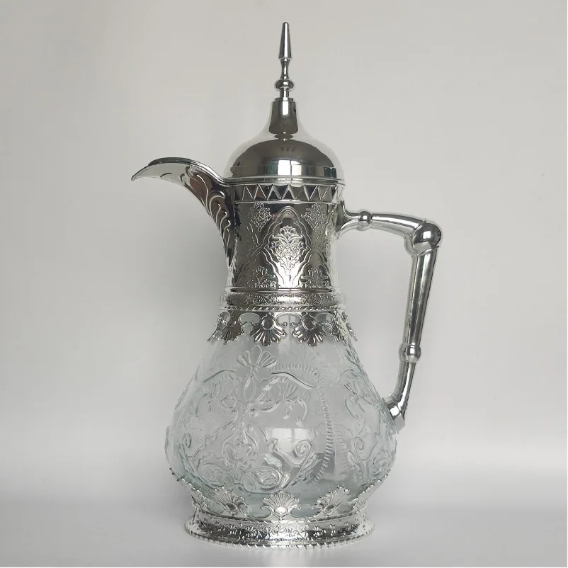 European retro high-end carved tea kettle large-capacity juice beverage glass pot cool kettle