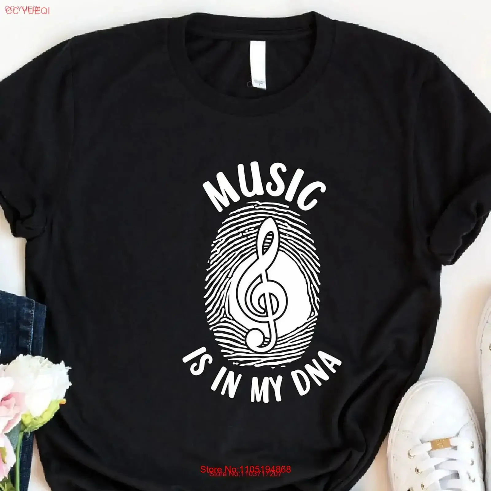 Music Is In My DNA T Shirt Teacher Lover For Musician Notes Fingerprint Treble Clef Girl vintage Washed Stylish streetwear