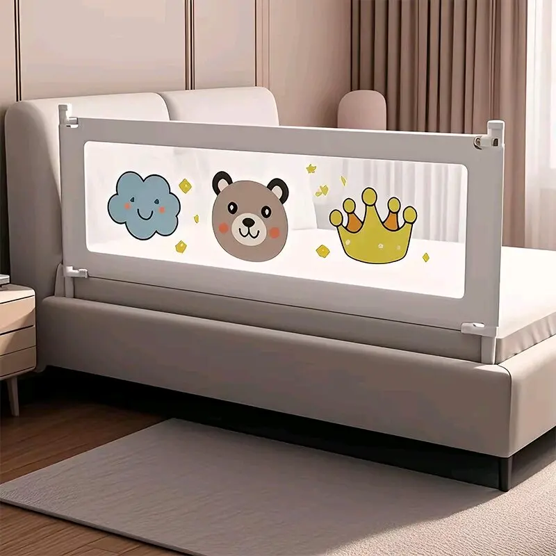 IMBABY Bettleiste, tragbare Baby-Sicherheitsbettbarriere, anhebbarer Baby-Aktivitätszaun, Cartoon-Kinderbett-Stoßstangen, einfach zu installierende Bettgitter
