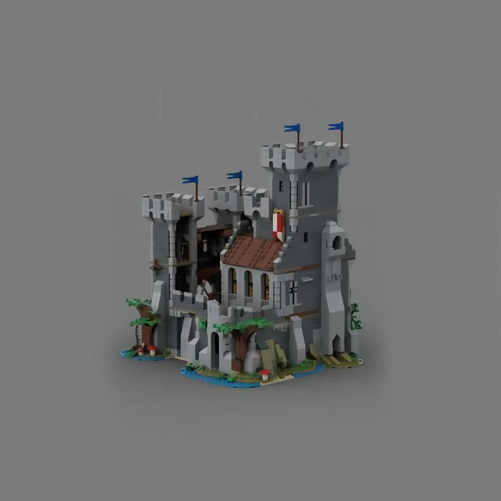 2247pcs MOC Medieval Street View Black Falcons\' River Castle DIY creative Retro child Toy Birthday Gift building blocks