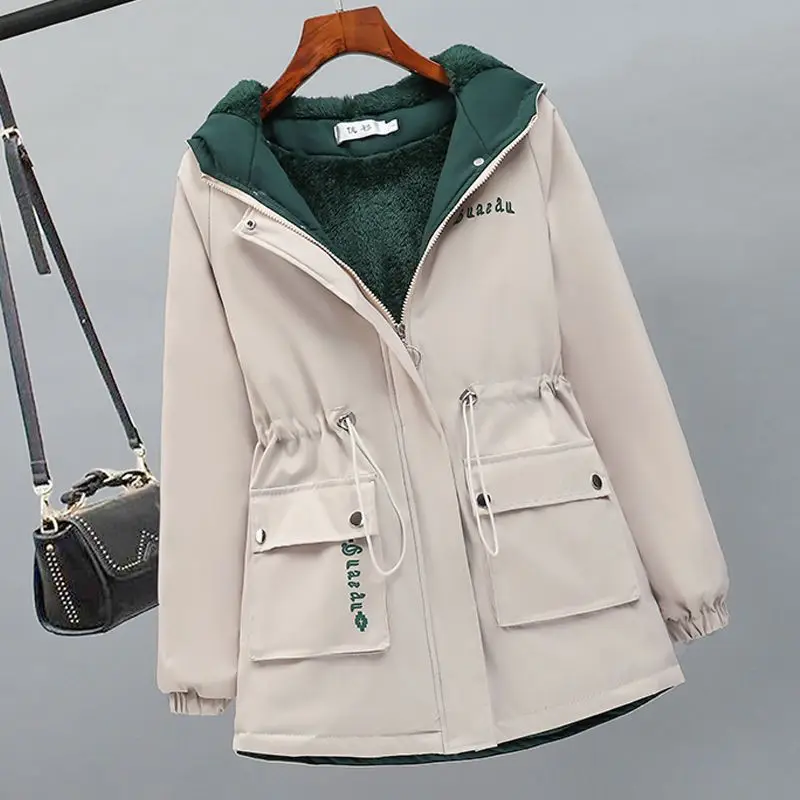 

Winter Jackets Women Parkas 2023 New Drawstring Hooded Thicken Warm Lady Clothes Outerwear Fashion Streetwear Coat