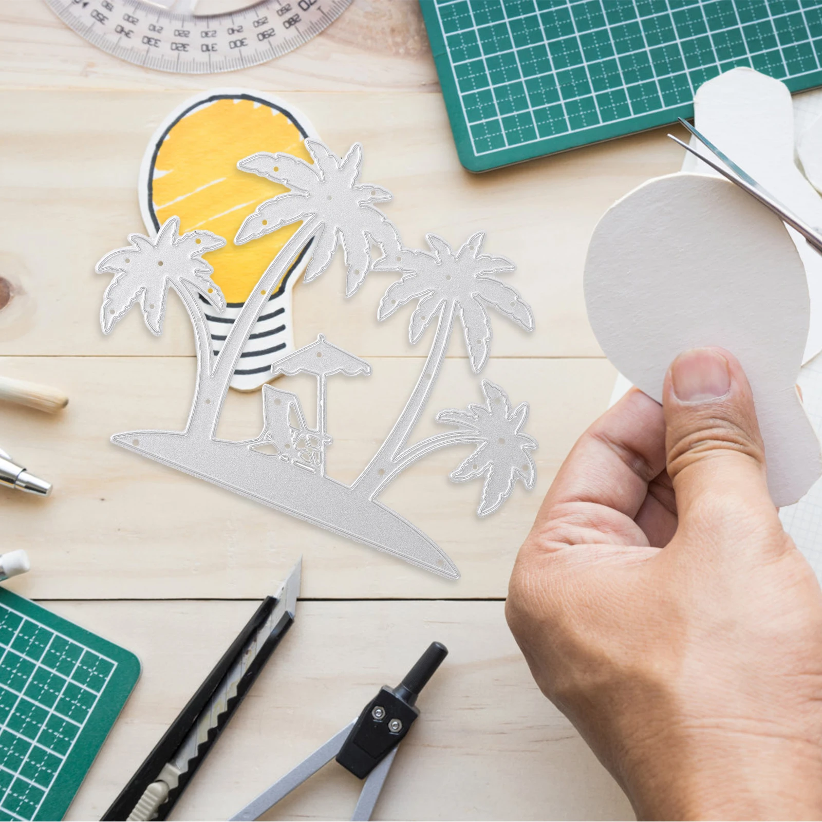 

Coconut Embossing Metal Cutting Die for Card Making Multi-use Child Palm Tree Dies Sturdy Reusable