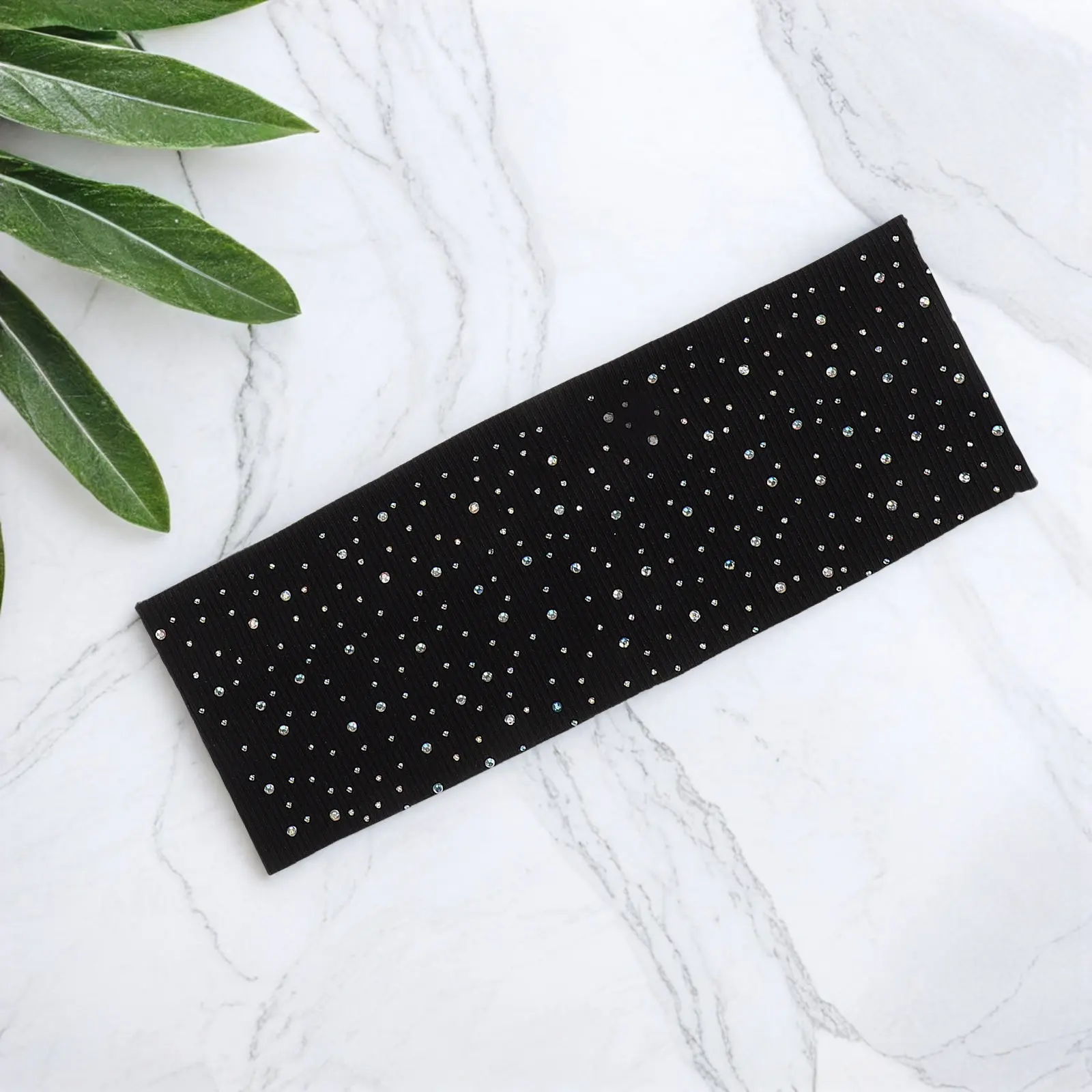 3Pcs Rhinestone Wide Stretch Headbands Sports Elastic Sweat Absorbing Hairbands for Running Yoga Workout Accessories