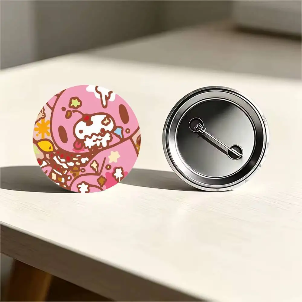 G-Guro Kawaii Pink B-Bear Gloomy 25 32 44 58 75mm Circular Buttons Brooches Lapel Clips Trendy Ornament Festive Souvenir Present