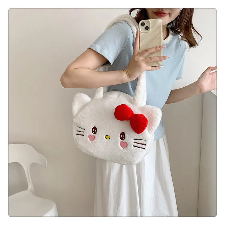 Sanrio peluche borsa Kitty Cute Kawaii grande borsa Cartoon Storage Bag regalo di compleanno accessori Anime