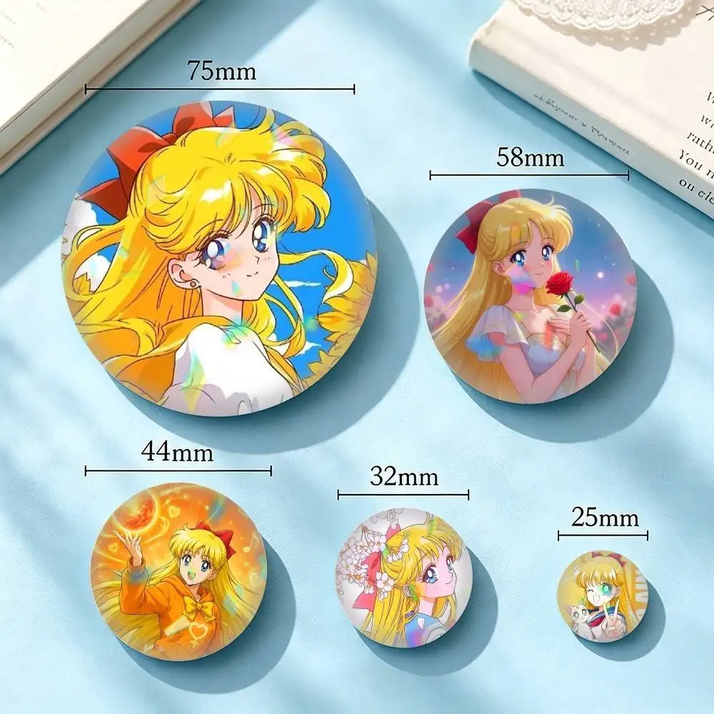 Sailor Moon-S Minako Aino 25 32 44 58 75mm Badges Personalized Round Brooches Pins Accessory Gift
