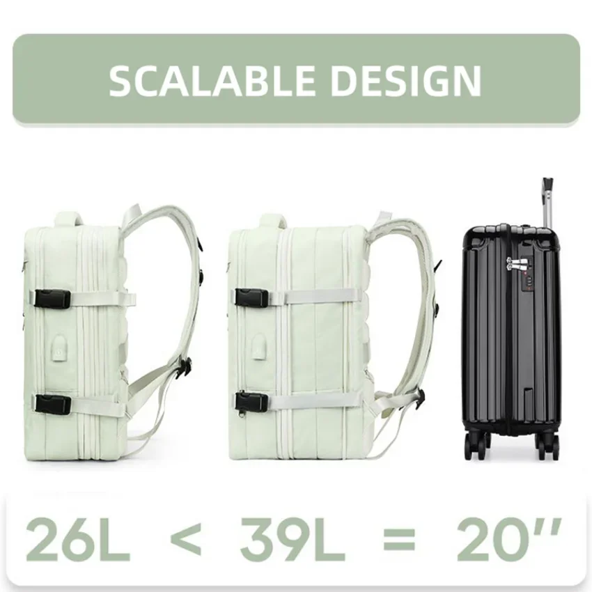 Sac à dos de voyage aérien extensible pour hommes et femmes, sac pour ordinateur portable, bagages pour hommes, sacs de grande capacité, voyage d'affaires, sacs à dos multifonctions