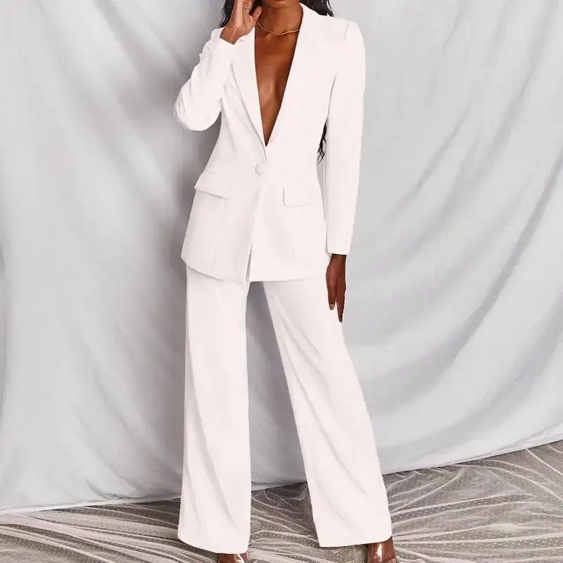 

Fashionable Professional Women's Suit Casual Two-Piece Set Spring 2023 Long Sleeve Long Pants Other Material 100% No Brand