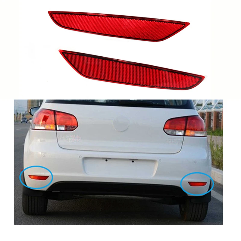 1Pair Rear Bumper Reflector Lamps Lights Covers Left Right Red for VW Golf 6 VI MK6 Standard Only 10-13 Not GTI R Convertible