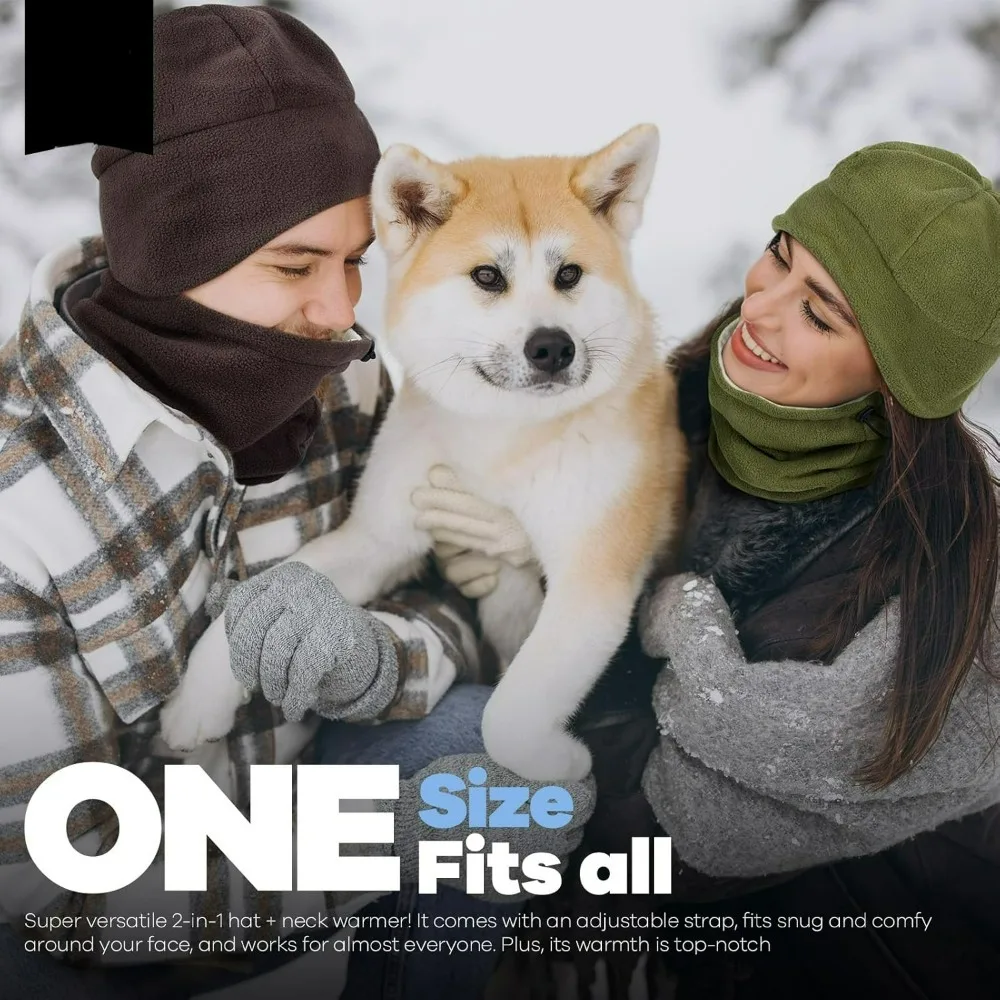 

Зимний комплект: шапка-бини и шарф с ушками для мужчин и женщин, вязаная, на флисовой подкладке, ветрозащитная, с гетрами для шеи