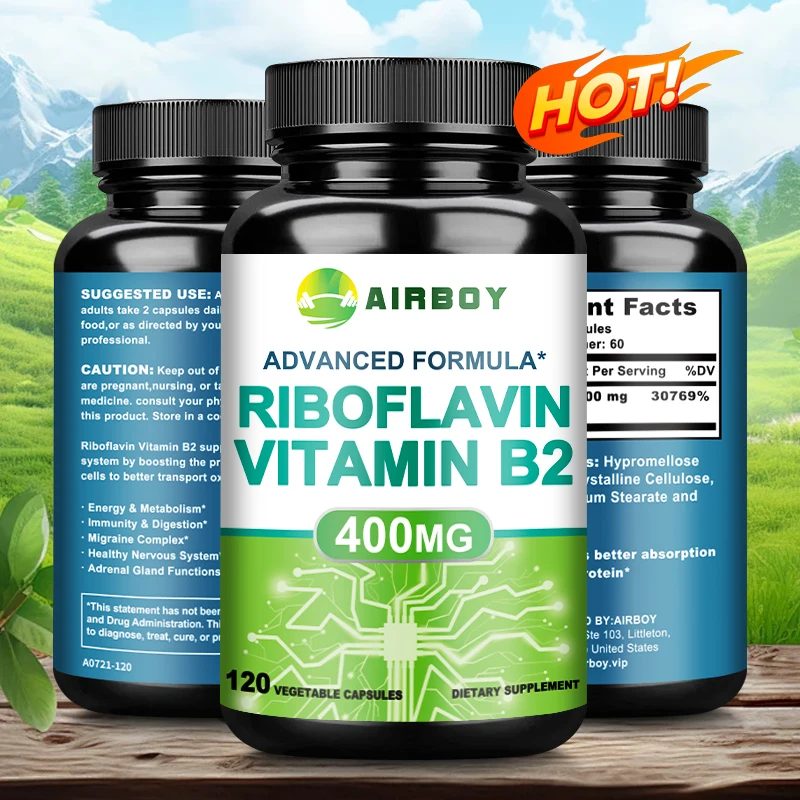 

Vitamin B2 Riboflavin 400 Mg - Energy, Skin & Cell Health Supplement - Nervous System Support