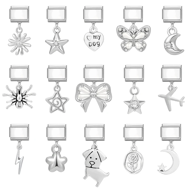 Schmetterling Schleife Krone Herz Schlüssel Kirsche Anhänger italienischen Charm Link Edelstahl passen 9mm Armband DIY machen Geschenke