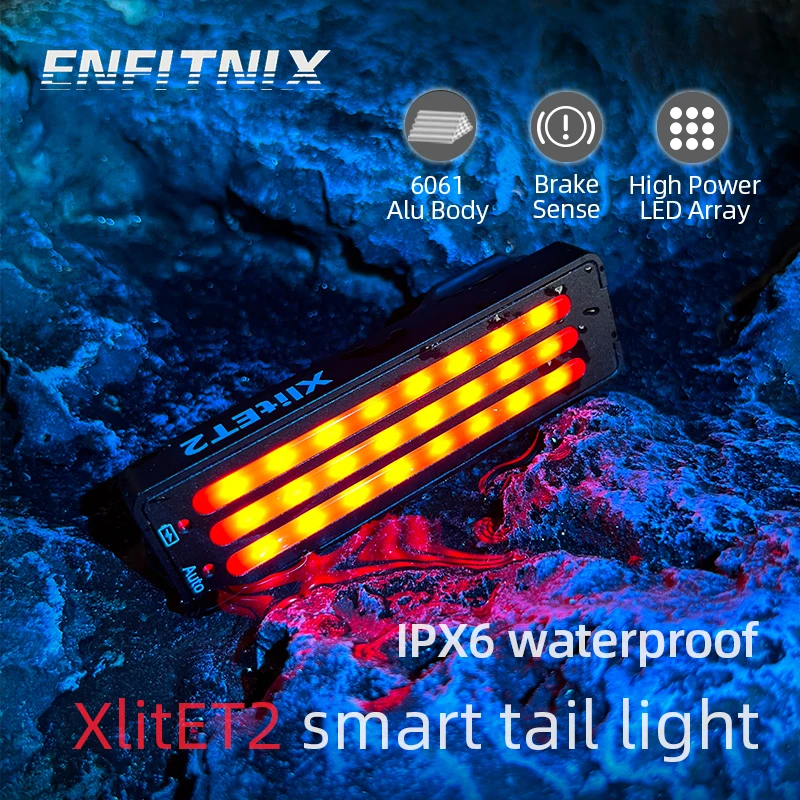 Enfitnix Ultralight Bicycle Light LED Bike Tail Lights Power Display Smart Cycling Rear Lamp Brake Sensing Type-C Rechargeable