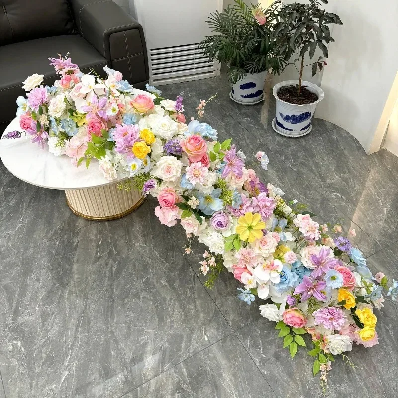 

Artificial Rose Rose Red Flower Arrangement Wedding Background Wall Decoration Restaurant Party Decoration Long Strip Flowers