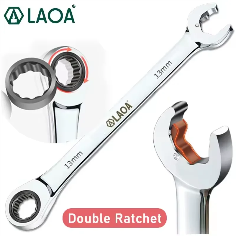 LAOA Multifunctional fast ratchet wrench, double-headed dual-purpose opening, plum blossom wrench, adjustable wre Made in Taiwan