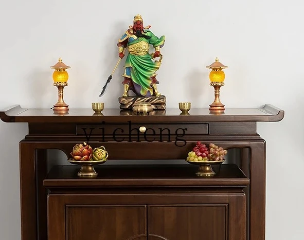 

New Chinese-style solid wood table Guan Gong incense case Household entrance Simple Shentai case