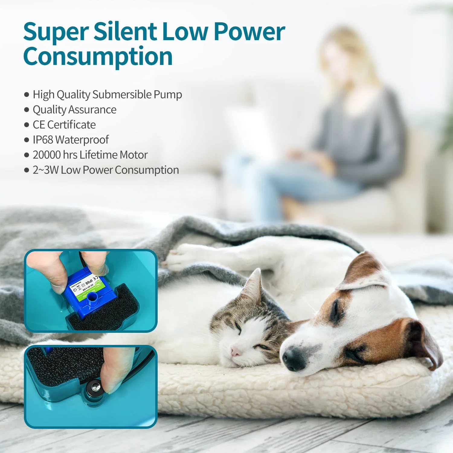 Bebedero automático para gatos y perros – Silencioso, eléctrico USB - imagen 5