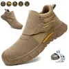 Steel Toe Work Shoes for Men Woamen  Anti-Smash Anti-Puncture Blue Safety Shoes Breathable Lightweight Air Cushion Work Shoes