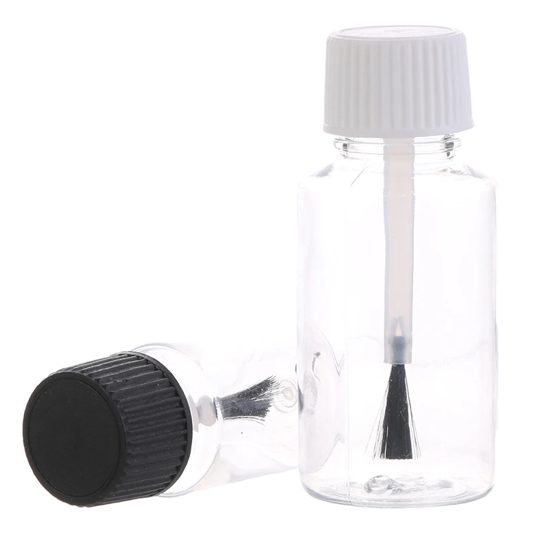 5/10/15/20/30ml Plastic Nail Polish Bottles Liquid Empty Bottle With Brush Cap DIY Craft Clear Refillable Leakproof Storage Jars