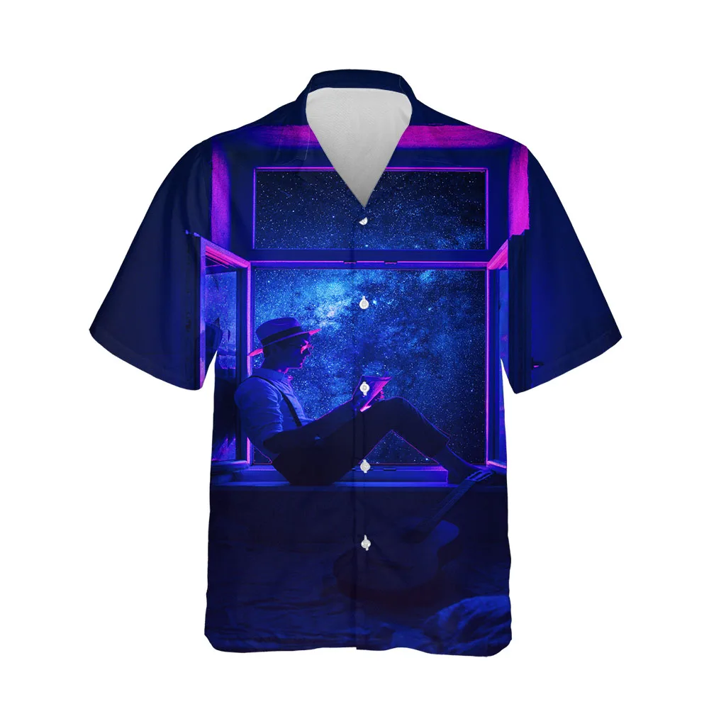 Jumeast 3D Cyberpunk Men Shirts Summer Baggy Clothes Hawaiian Short Sleeve Shirt For Men Casual Fashion Button Up Cardigan Tops