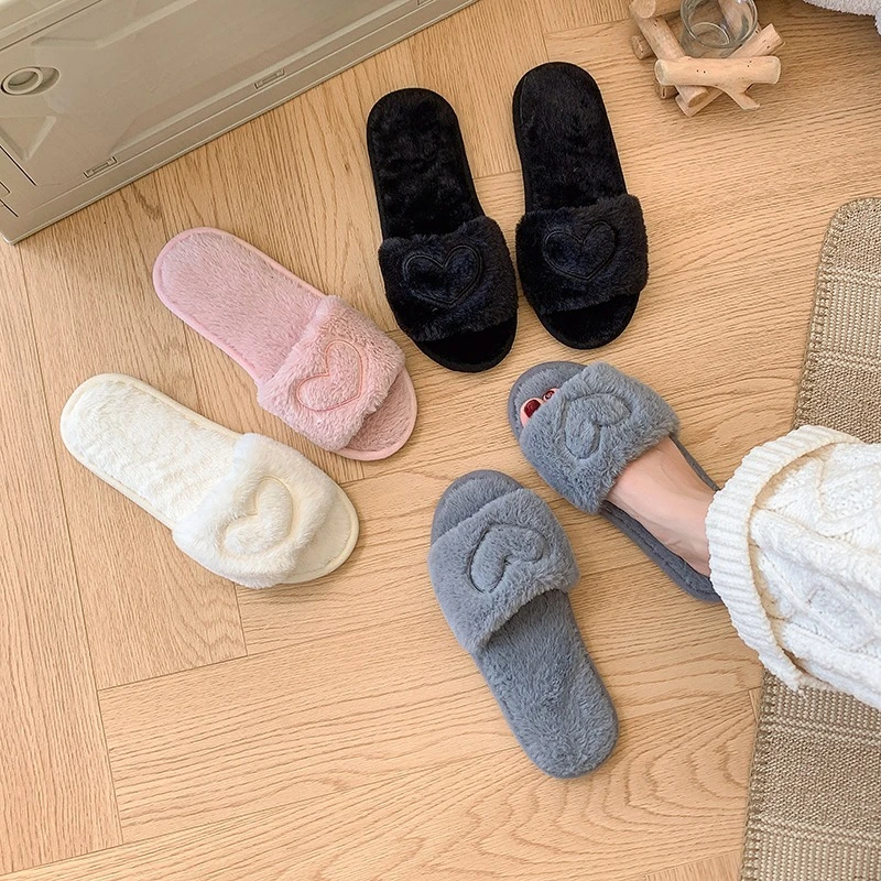 Fluffy Women's Slippers Home Plush Luxury Designer Woman Shoes Flat Autumn Winter Love Fashion Casual Footwear Fuzzy Fur Slides view 6