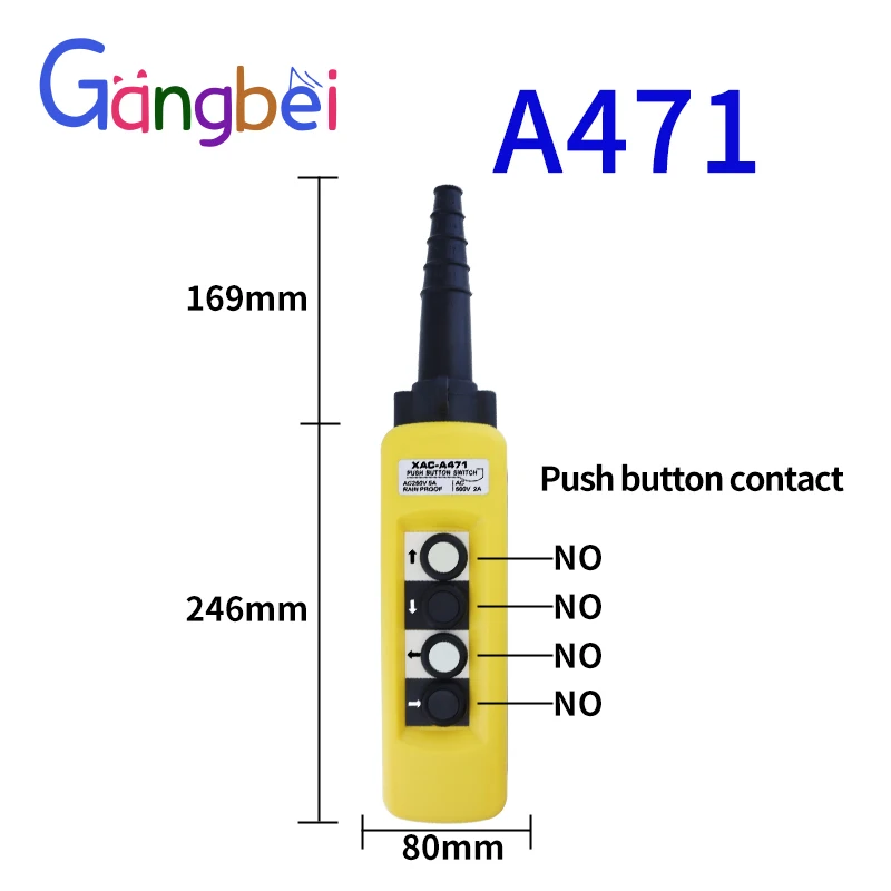 XAC-A4713 interruptor de controle de tráfego à prova d'água caixa de interruptor de botão de elevação para soltar para cima e para baixo interruptor de parada de emergência esquerda direita