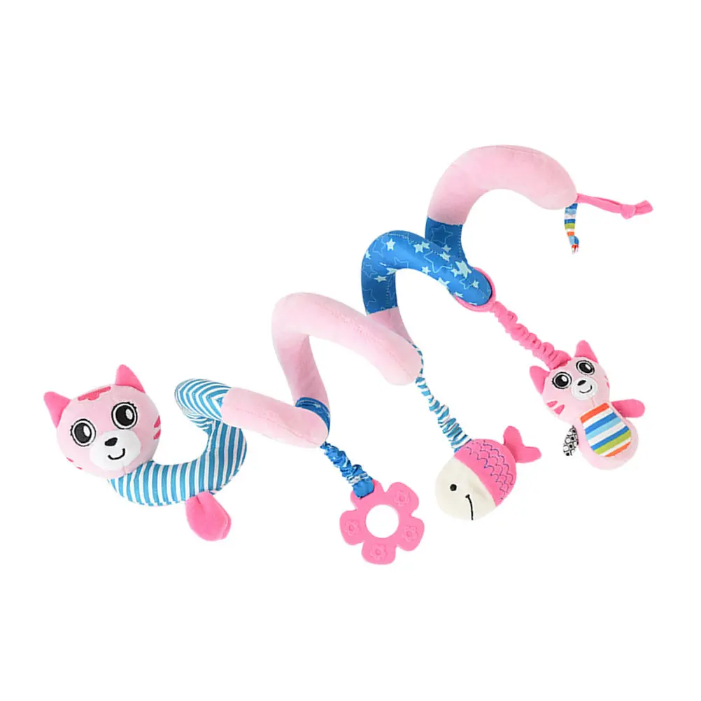 

Baby Spiral Wrap Around Animal Crib Hanging Rattles for Stroller Car Seat Interactive Development Sensory Hand Eye Coordination