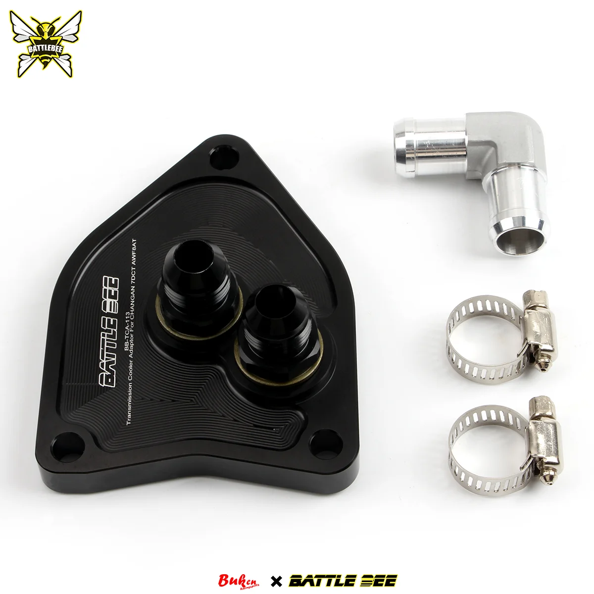 Hot Automobile Modification Gearbox Transmission Cooler Radiator Adapter New BATTLE BEE Aluminum Alloy 6061-T6 Black BB-TCA-113