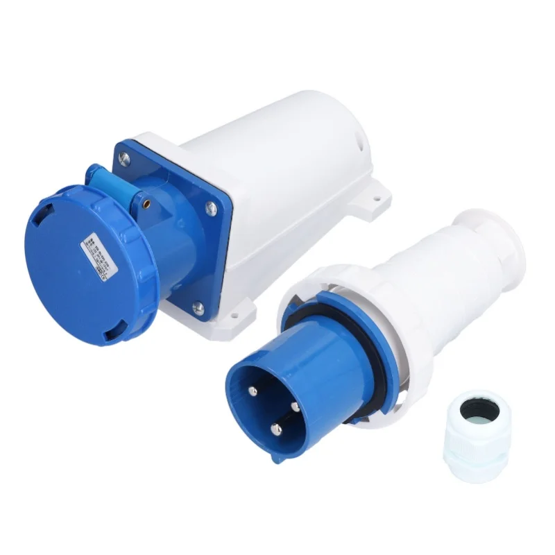 

Industrial Connector Waterproof Cable Wire Plug Socket 3 Phase 3 Pin 2P+E 220250V 63A