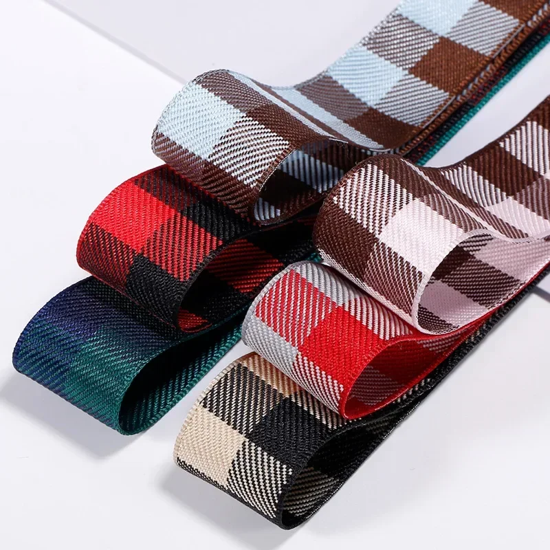 

Kewgarden Plaid Ribbon DIY Handmade Bowknot Hair Accessories Make Apparel Gift Packaging Materials 10 Yards