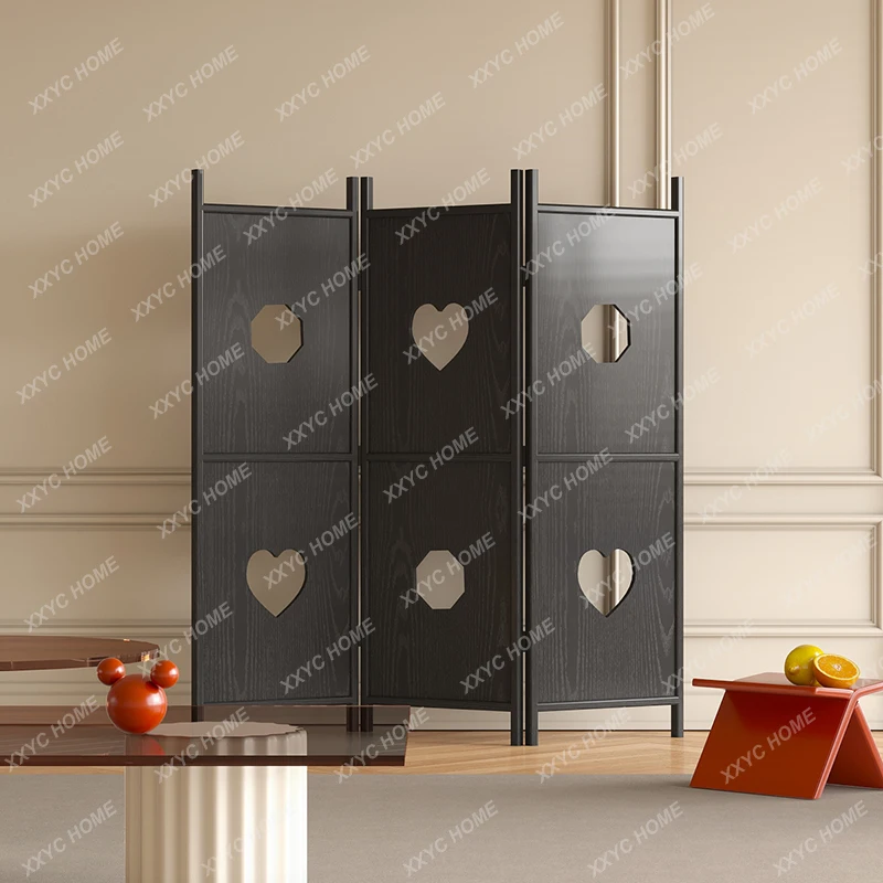 French Screen Solid Wood Retro Folding Mobile Modern Minimalist Luxury Art Blocking Partition