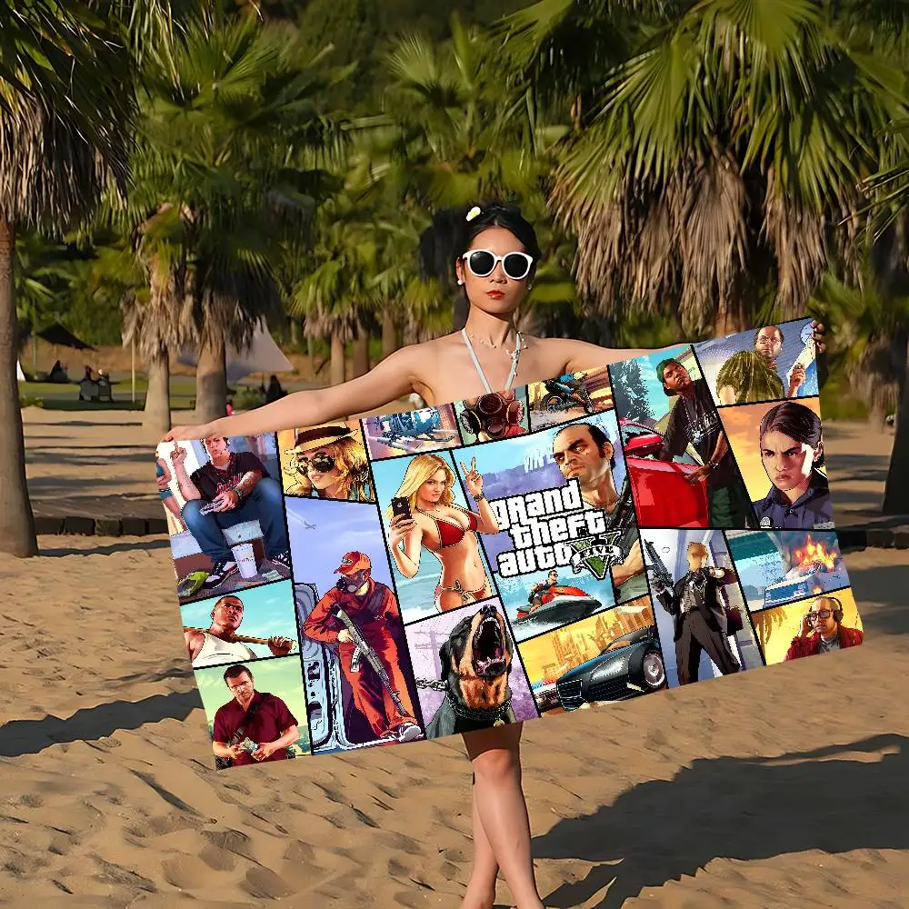 منشفة سباحة على الشاطئ من Gta5 Anime، منشفة ناعمة ماصة، هدايا للأطفال للسفر والتخييم وصالة الألعاب الرياضية #5