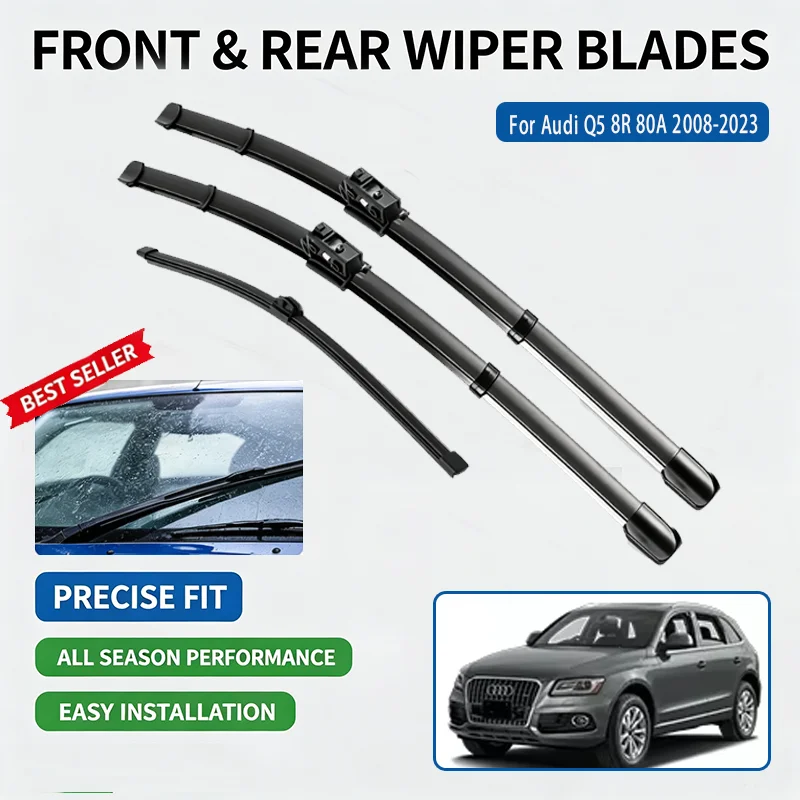Wiper Blades Set 24" 20" 13" For Audi Q5 8R 80A 2008-2023 OEM Quality Top Lock Direct Replacement